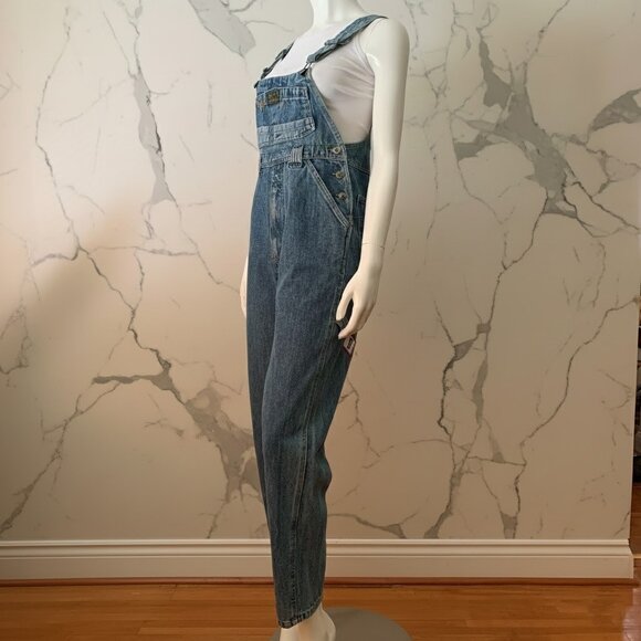 Denim Vintage Mr. Jump Women’s Overall Straight Leg Side Buttons Jeans Jumpsuit - Picture 4 of 9